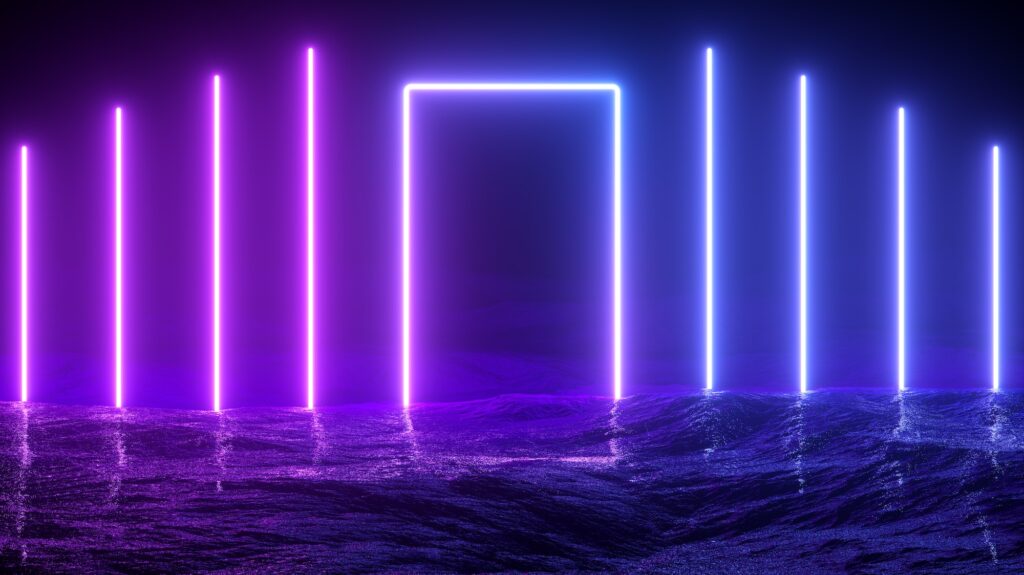 3D Illustration. Futuristic sci-fi glowing neon lights. futuristic concept.