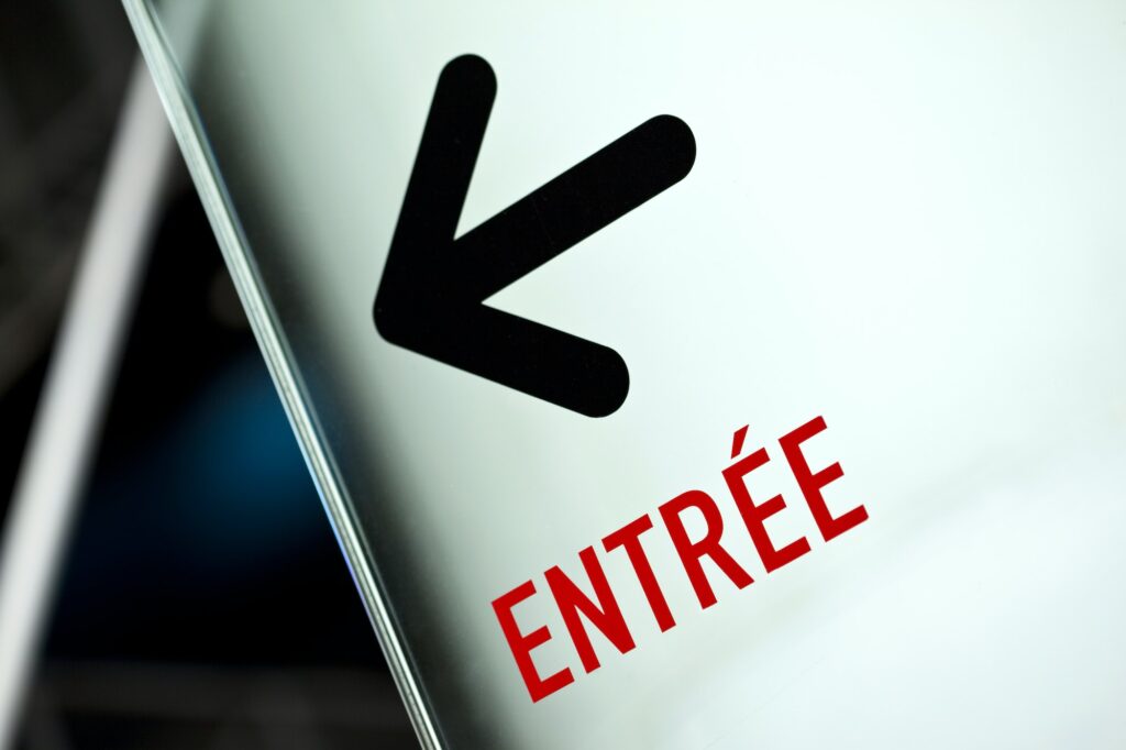 Entry sign on a door
