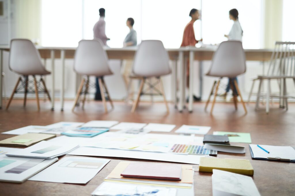 Project Plans on Floor in Office